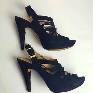 Gastone Lucioli Black Slingback Heels Size 8  (38.5 EU)